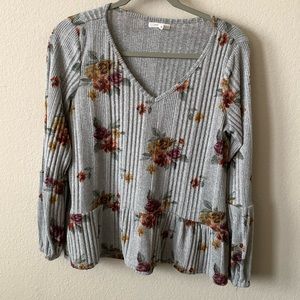 Maurices grey floral long sleeve shirt